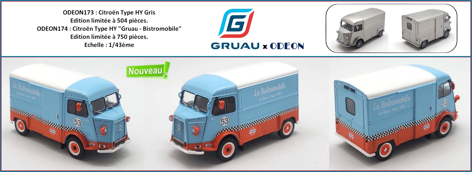 ODEON173-174 Citroen Type HY Gris et Gruau